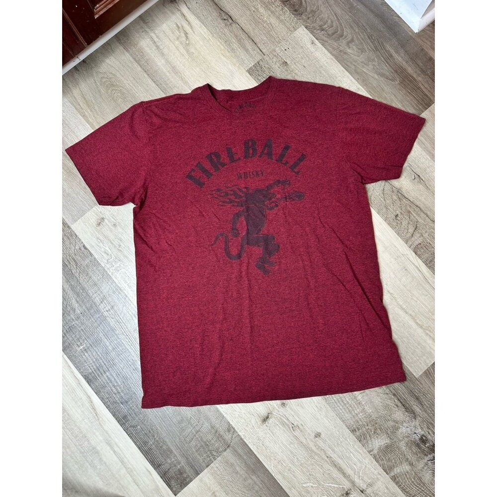 Fireball Graphic Tee Heather Maroon Tshirt size Large